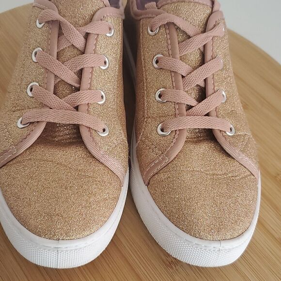 ASOS Rose Gold Glitter Canvas Sneakers Women's Shoe Size 7WF - Picture 3 of 10